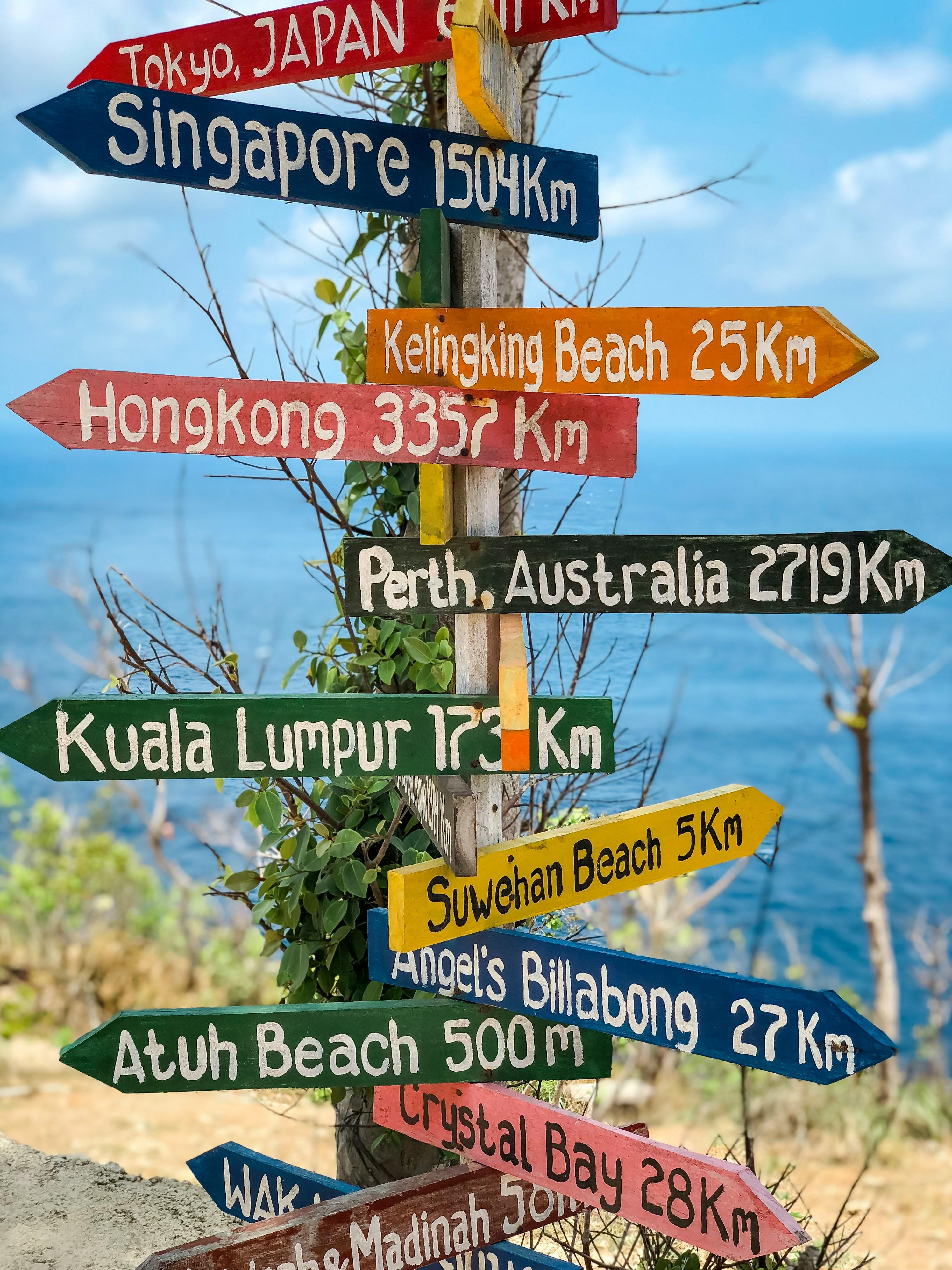 A post with multiple distinations pointed.